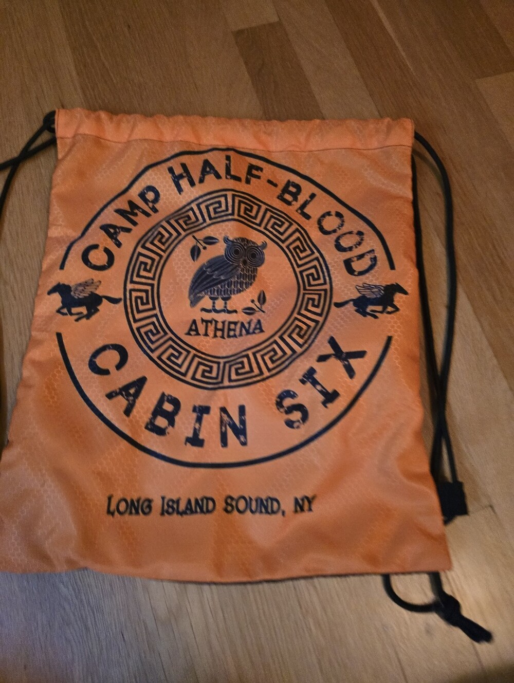 Camp Half-Blood Athena Orange Drawstring Bag Nwot